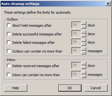 Auto cleanup settings